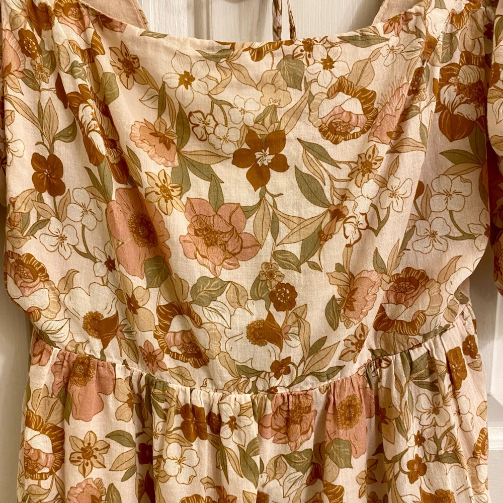 DRESS FORUM BOHO FLORAL MINI DRESS PUFF SLEEVES AND BOW COASTAL COWGIRL LARGE - Picture 11 of 16